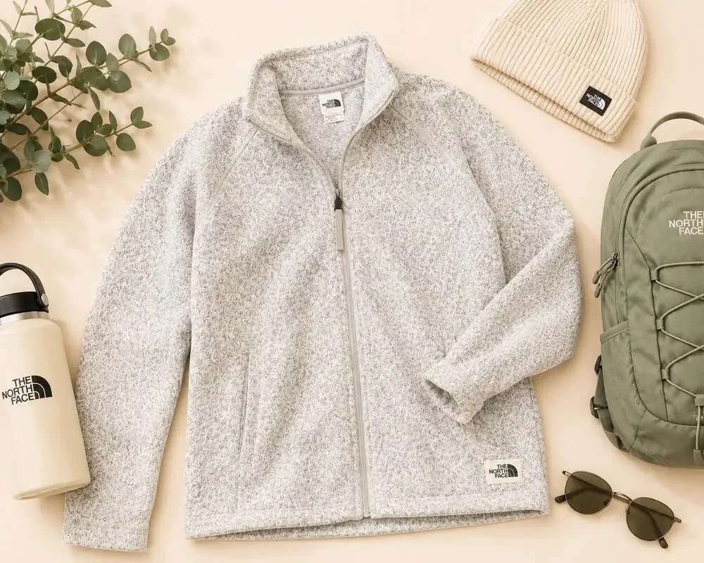 The North Face Full Zip Fleece Jacket Women’s L Gray Heather Cozy Gorpcore - Picture 2 of 9